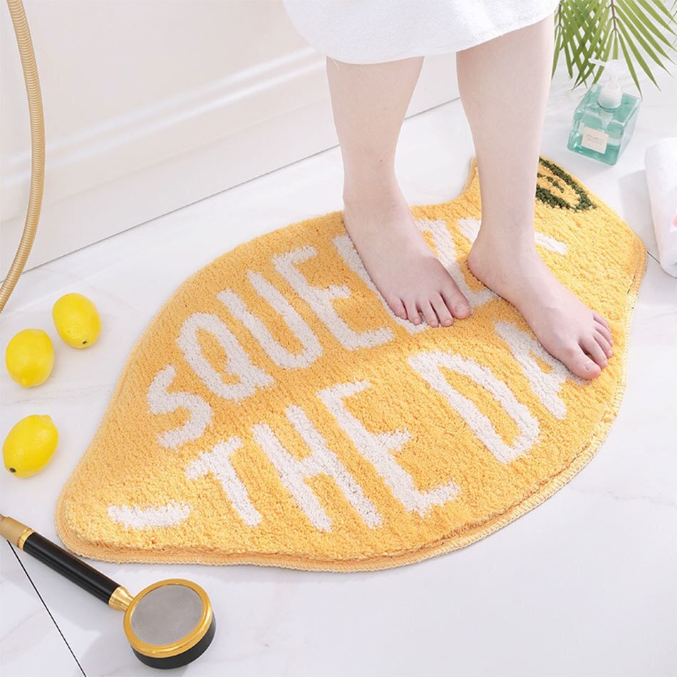 Rynx | Sweet Peach Lemon Bath Rug | Bathroom Rug | Doormat