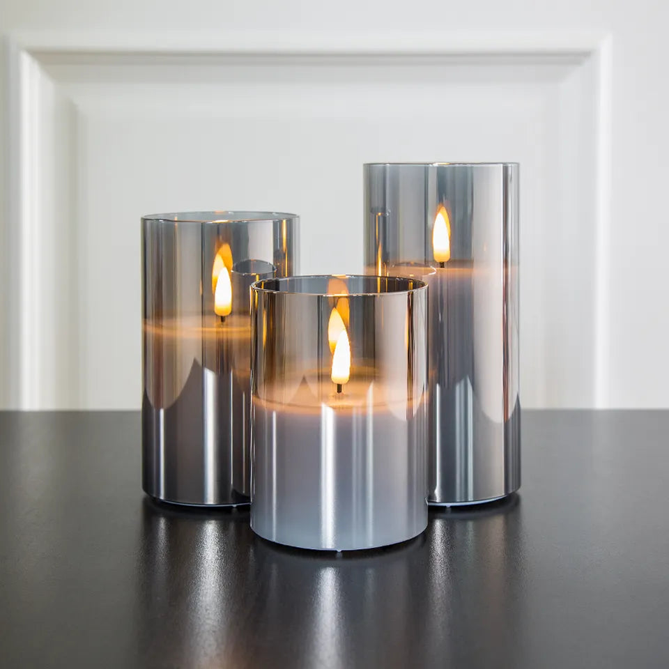 Rynx | Realistic Flame Effect LED Candle Holder Set – Elegant Wax Candle Holders with Remote Control
