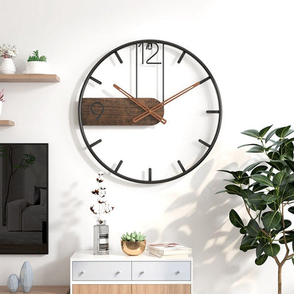 RYNX | Wall Clock In Stainless Steel And Walnut Wood
