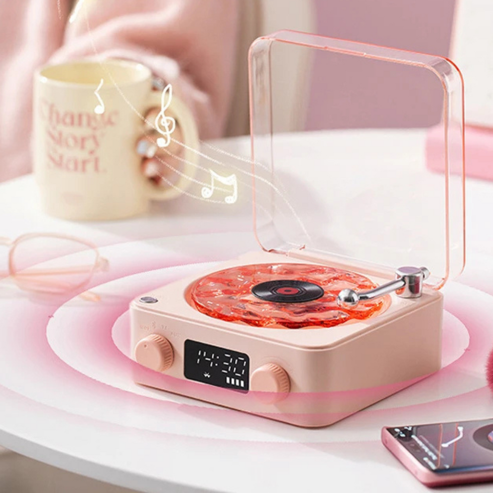 Rynx | VintageVibe Soundbox - Retro Vinyl Speaker with Rotating Turntable