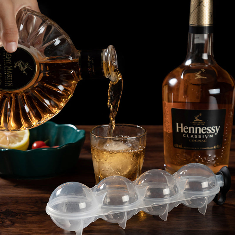 Rynx | Round Cylindrical Ice Ball Maker - 4 Perfect Refreshing Ice Sphere Cubes