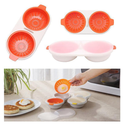 Rynx | Microwave Egg Poacher Food Quality, 2-Cup Portable Egg Cooker