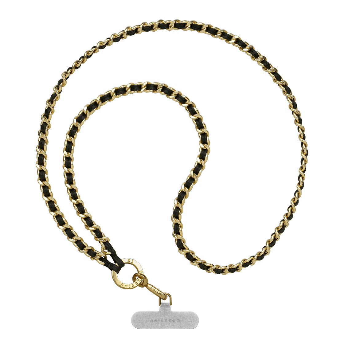 Rynx | Leather chain shoulder strap - Black in champagne gold