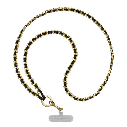 Rynx | Leather chain shoulder strap - Black in champagne gold