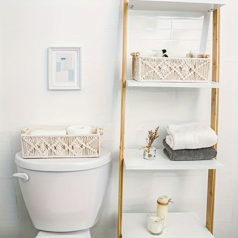 Rynx | Boho Storage Basket – Handmade Woven Organizer for Bathroom, Bedroom, and Living Room