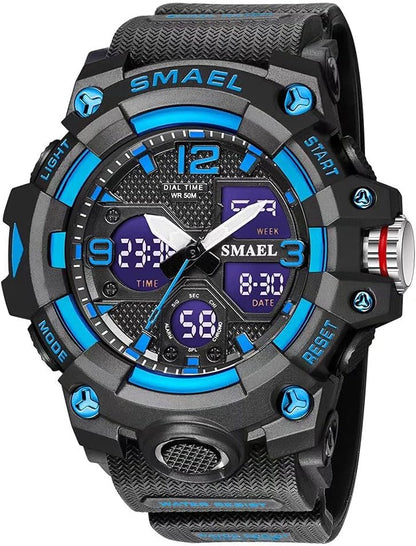 Rynx | Men's waterproof sports wristwatch with date and multifunction LED alarm stopwatch