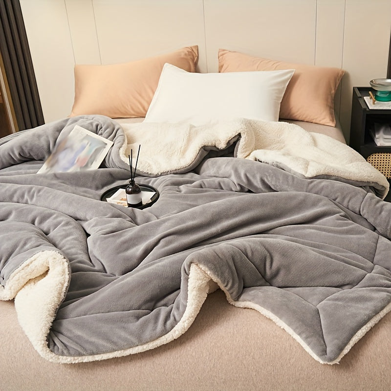 Rynx | Light Grey Double Layer Milk Fleece Blanket - Warm and Soft Casual Blanket for All Seasons