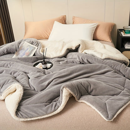Rynx | Light Grey Double Layer Milk Fleece Blanket - Warm and Soft Casual Blanket for All Seasons