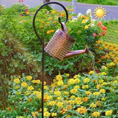 Rynx | Solar Waterfall Watering Can with Garden Lighting & Shepherd's Hook