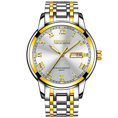 Rynx | Transnational Hot Double Calendar Steel Belt Watch Business Non-mechanical