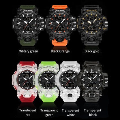 Rynx | Dual Display Sports Watch for Men - Waterproof, Shock Resistant with Multifunctional Digital Display