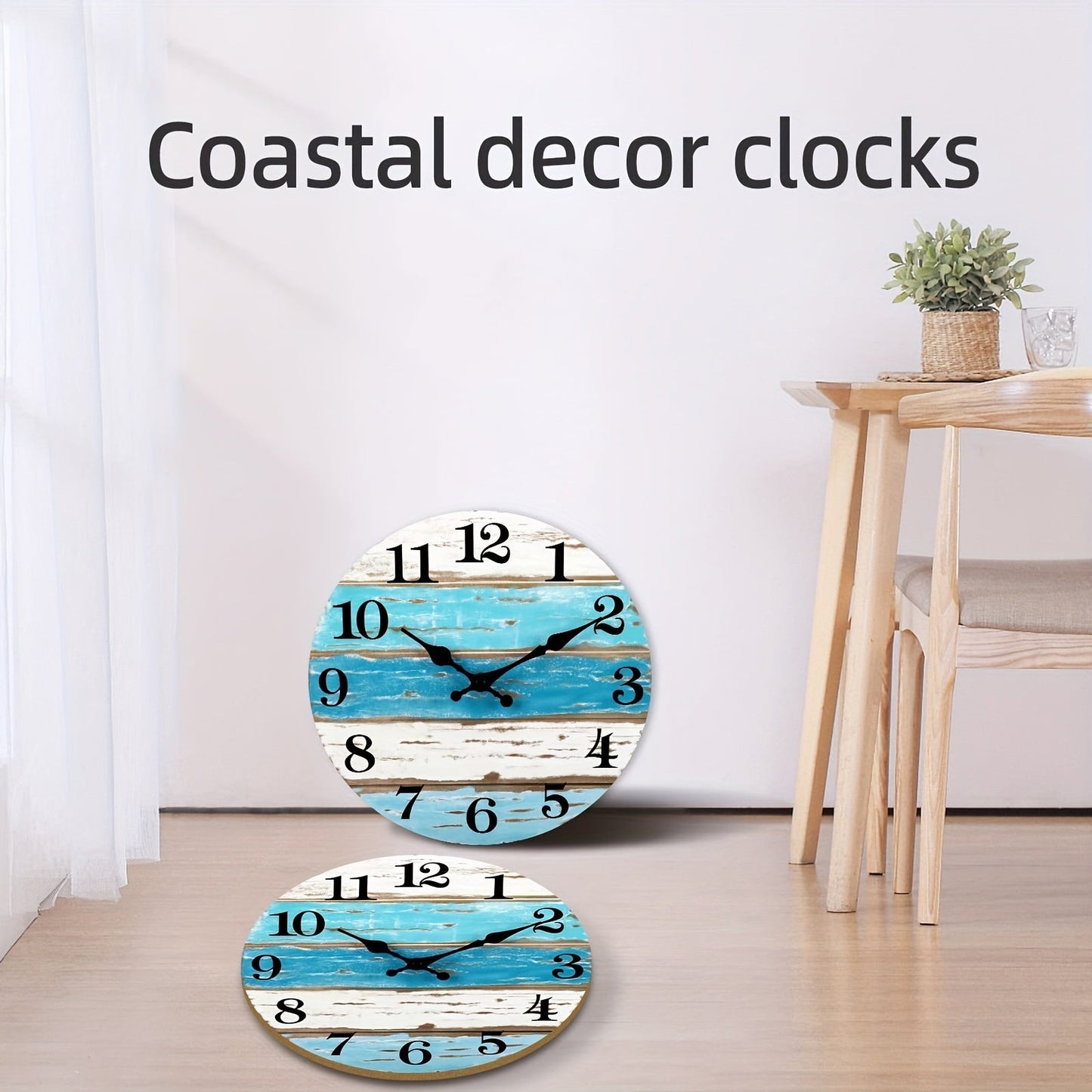 Rynx | Nautical Wall Clock - Silent Round Clock, Blue Theme for Outdoor and Indoor