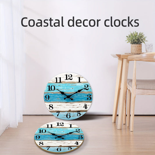 Rynx | Nautical Wall Clock - Silent Round Clock, Blue Theme for Outdoor and Indoor