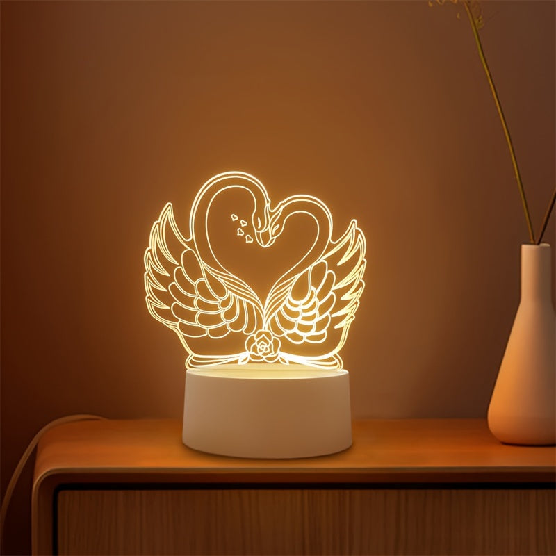 Rynx | Swan Light - USB Powered 3D LED Table Lamp with Acrylic Frame