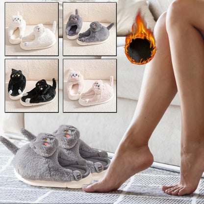 Rynx | Funny Cat Plush Slippers for Women Bedroom Fuzzy Slippers to Slip On Slippers for Women Indoor Loaf Bread Slippers for Women
