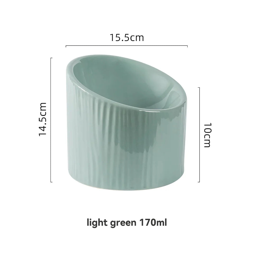 Rynx | Elevated Ceramic Bevel Bowl for Cats and Dogs - Protects Cervical Spine