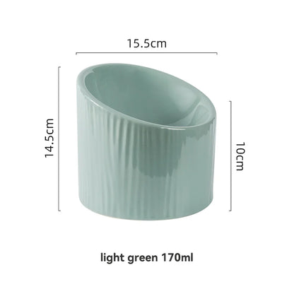 Rynx | Elevated Ceramic Bevel Bowl for Cats and Dogs - Protects Cervical Spine