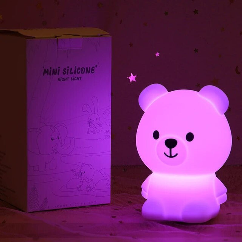 Rynx | Mini Kawaii Popular Cat Baby Night Light 7-Colors Pat Touch Color Changing Eye Protection Bedroom Nightstand Lamp Gift Kids