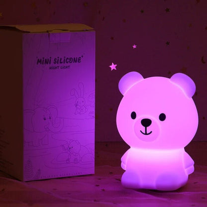 Rynx | Mini Kawaii Popular Cat Baby Night Light 7-Colors Pat Touch Color Changing Eye Protection Bedroom Nightstand Lamp Gift Kids
