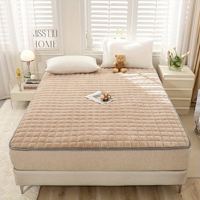 Rynx | Luxurious Solid Color Thick Milk Velvet Mattress Cover - Soft, Comfortable, Breathable Bedding Pad for Restful Sleep in Bedroom, Guest Room, Dorm, and Hotel