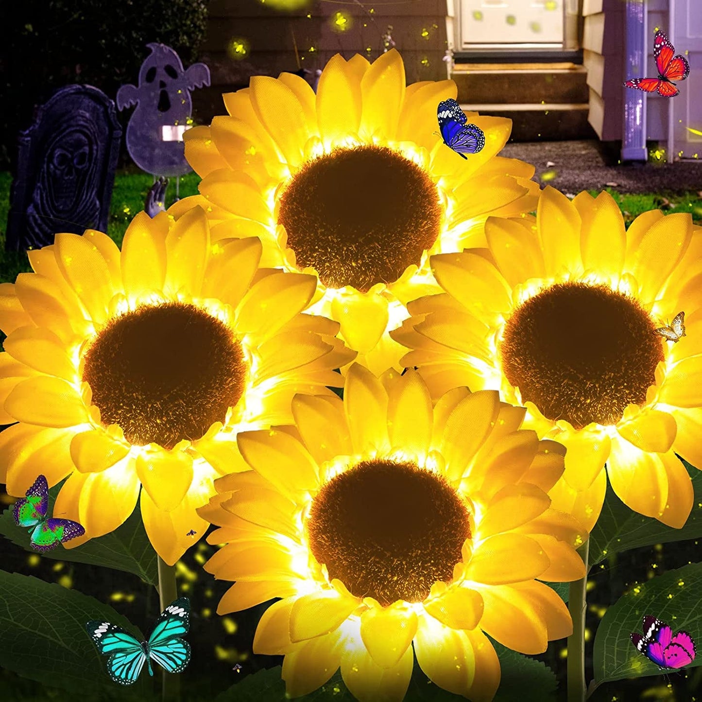 Rynx | Solhage Light, Latest Version Garland Lily Sunflower Light Outdoor Solar Powered Stake Decorative Lights for Garden, Pathway, Patio, Front Yard Outdoor Decoration