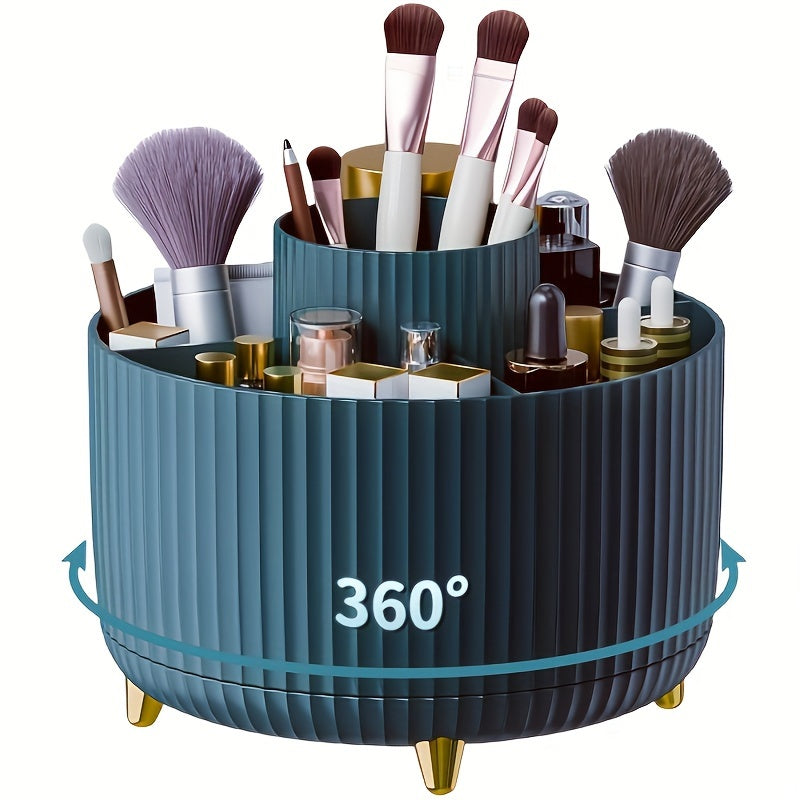 Rynx | 360° Rotation Make-up Organizer – Durable Plastic Cosmetic Storage Box with 5 Compartments