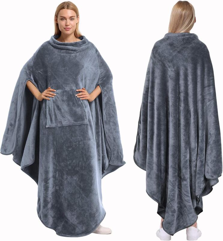 Rynx | Fleece Carry Blanket Poncho - Warm Cozy Travel Wrap Cape
