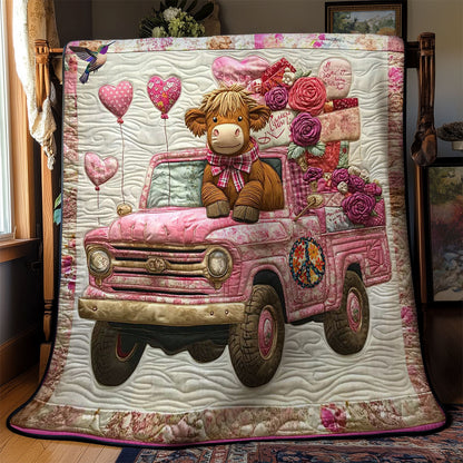 Rynx | Pink Truck Highland Cow Quilt