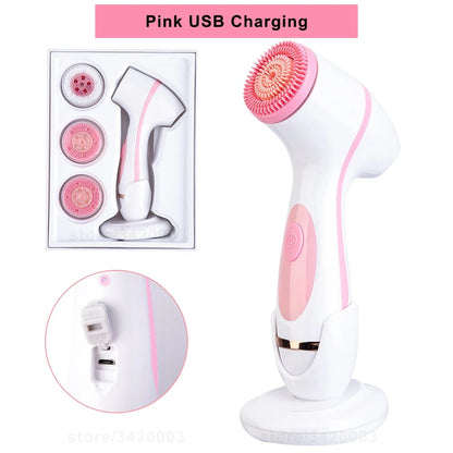 Rynx | 3-in-1 Sonic Rotating Facial Cleansing Brush: Waterproof, Rechargeable & Deep Cleaning Spa System