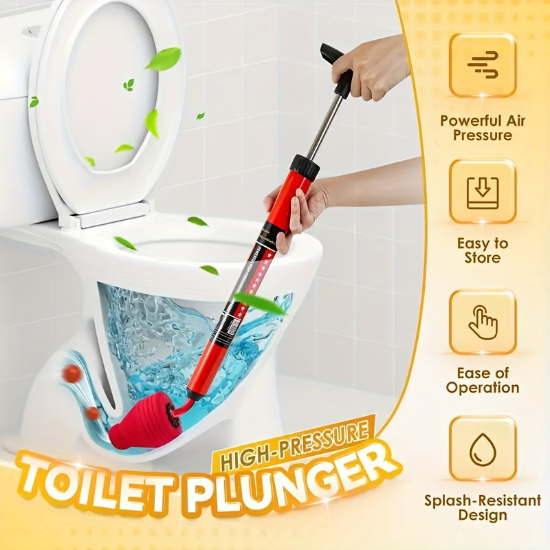 Rynx | Heavy-Duty Pneumatic Toilet Plunger - High-Pressure Drain Pipe Cleaner with Humanized Pump Design, Rubber Material, Commercial Tool for Toilet, Sink, Pipe Blockage Removal