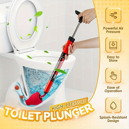 Rynx | Heavy-Duty Pneumatic Toilet Plunger - High-Pressure Drain Pipe Cleaner with Humanized Pump Design, Rubber Material, Commercial Tool for Toilet, Sink, Pipe Blockage Removal