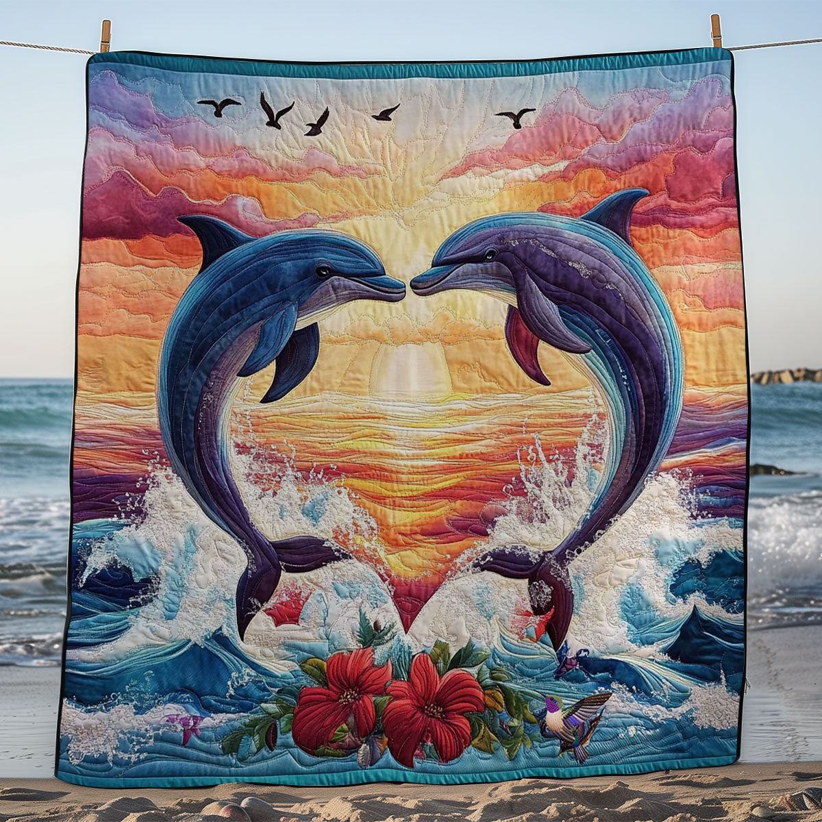 Rynx | Heart Sunset Dolphin Quilt