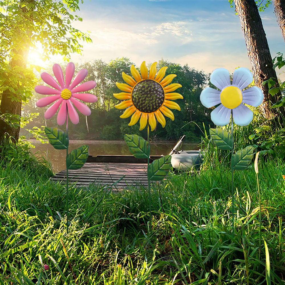 Rynx | 3 Pcs - Metal Flower Garden Stake