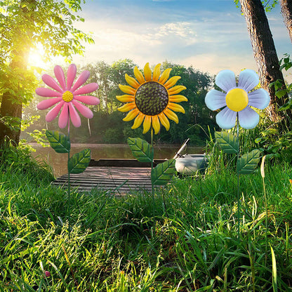 Rynx | 3 Pcs - Metal Flower Garden Stake