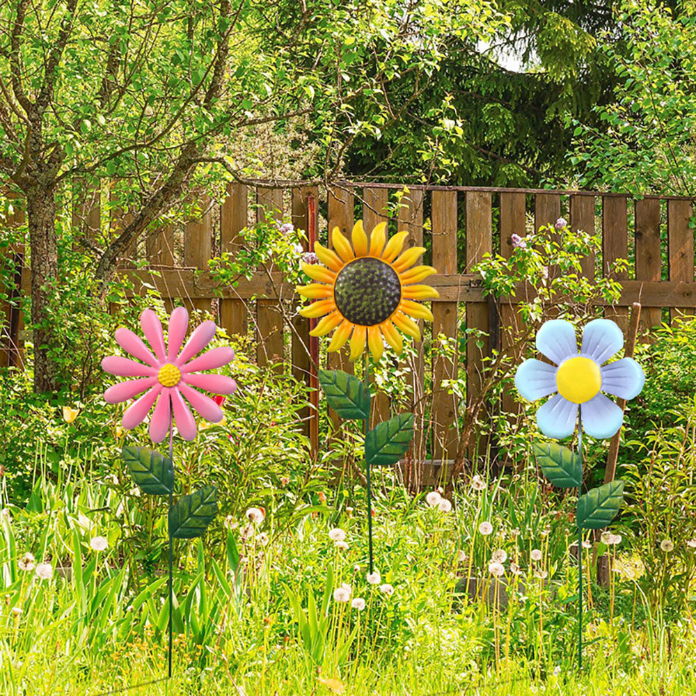 Rynx | 3 Pcs - Metal Flower Garden Stake