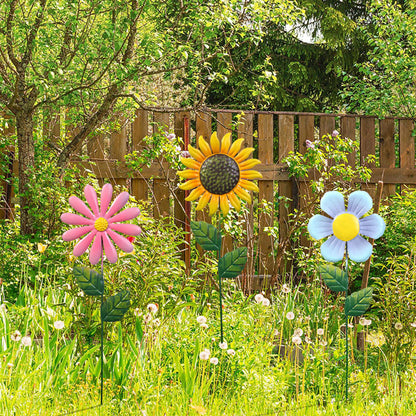 Rynx | 3 Pcs - Metal Flower Garden Stake
