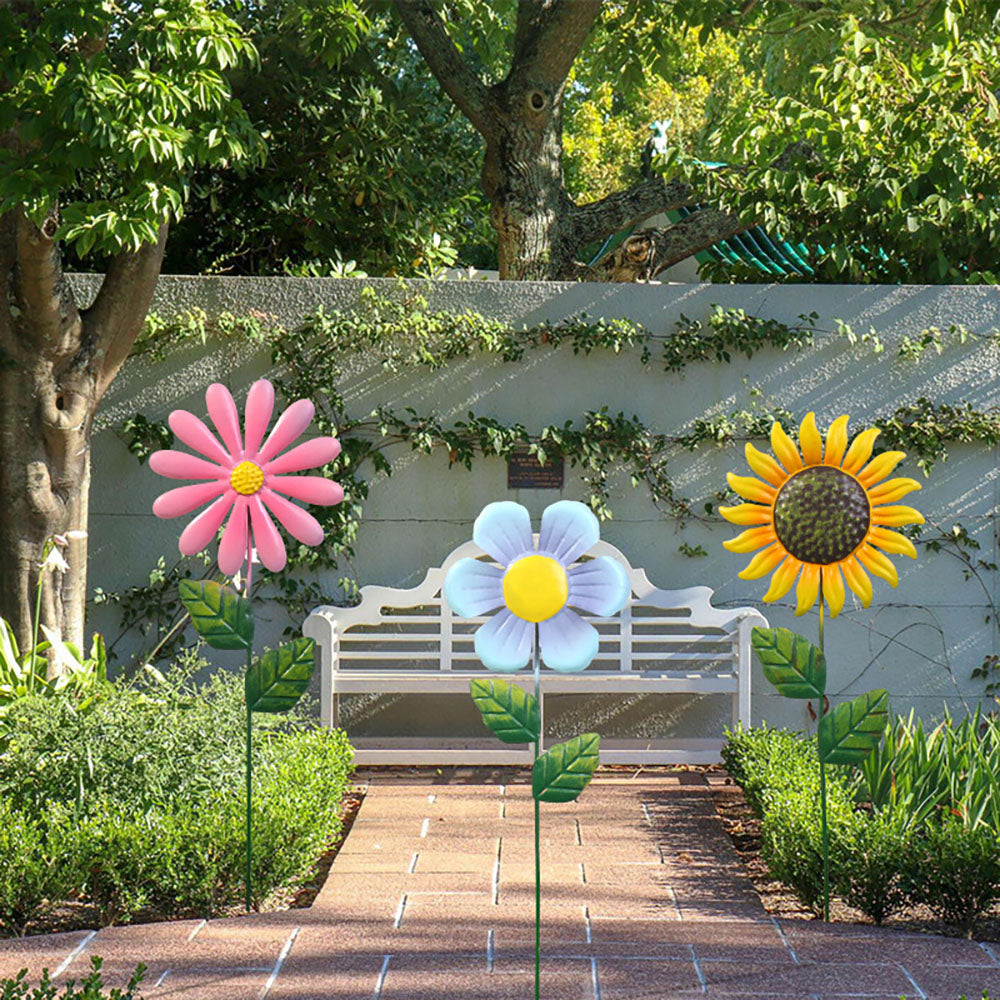Rynx | 3 Pcs - Metal Flower Garden Stake