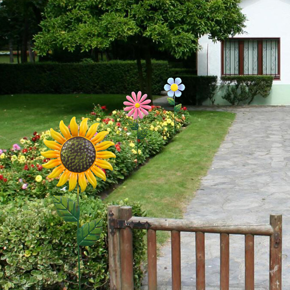 Rynx | 3 Pcs - Metal Flower Garden Stake