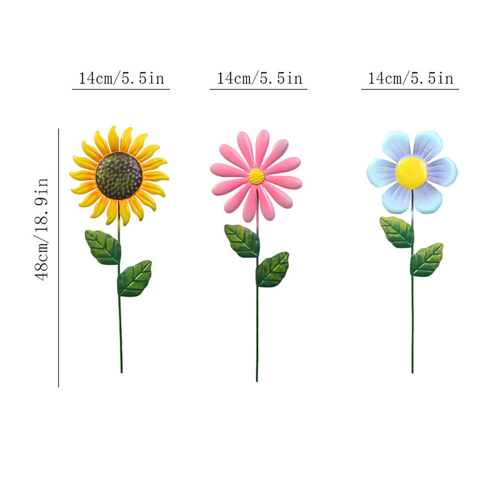 Rynx | 3 Pcs - Metal Flower Garden Stake