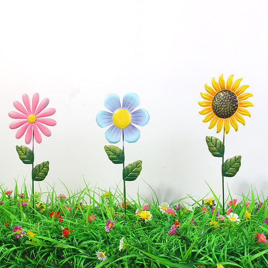 Rynx | 3 Pcs - Metal Flower Garden Stake
