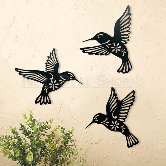 Rynx | 3 Pcs - Metal Hummingbird Wall Decor