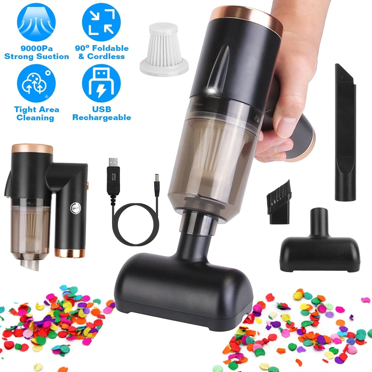 Rynx | 3-in-1 120W Portable Range Vacuum Cleaner with Brush Nozzle