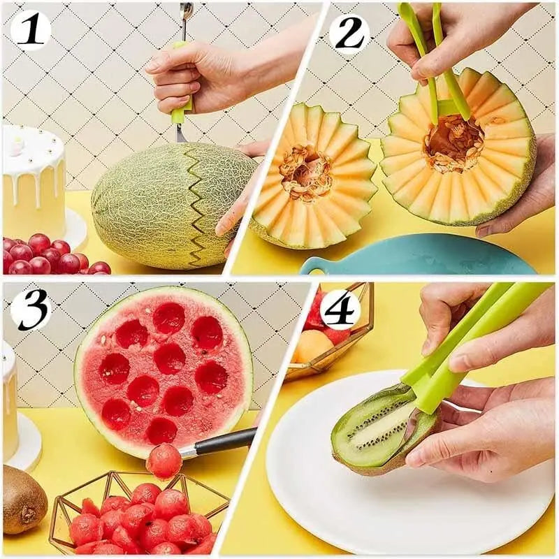 Rynx | 3-in-1 Fruit Cutter for Portioning & Decorating