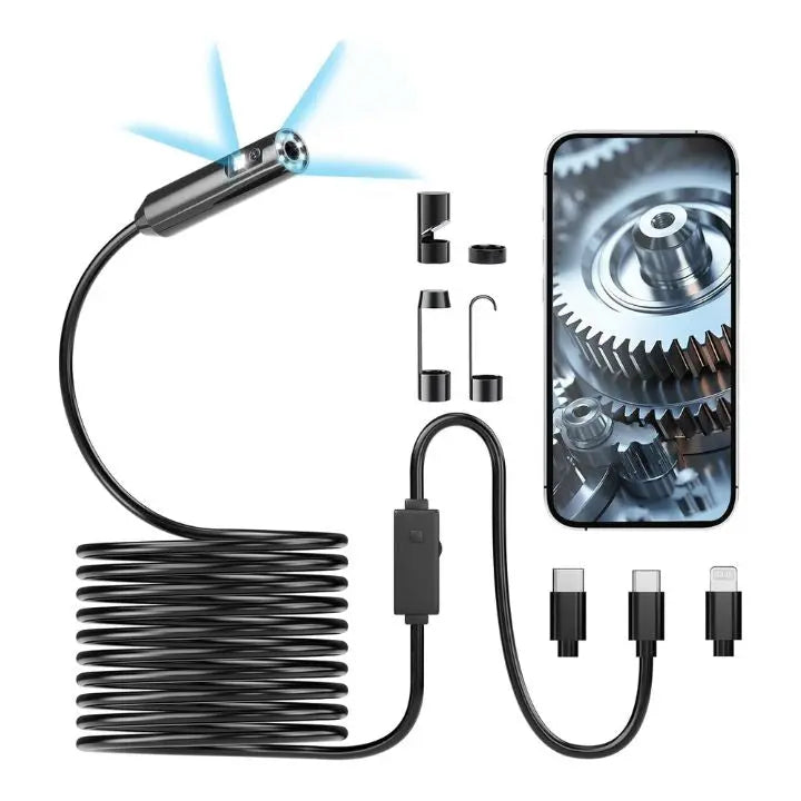 Rynx | 3-in-1 USB Endoscope Camera – Waterproof, Flexible with 6 LED Lights