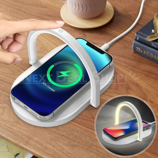 Rynx | 3 in 1 Wireless Charging Nightstand Lamp - Wireless Charging, Smartphone Stand, and Nightstand Light
