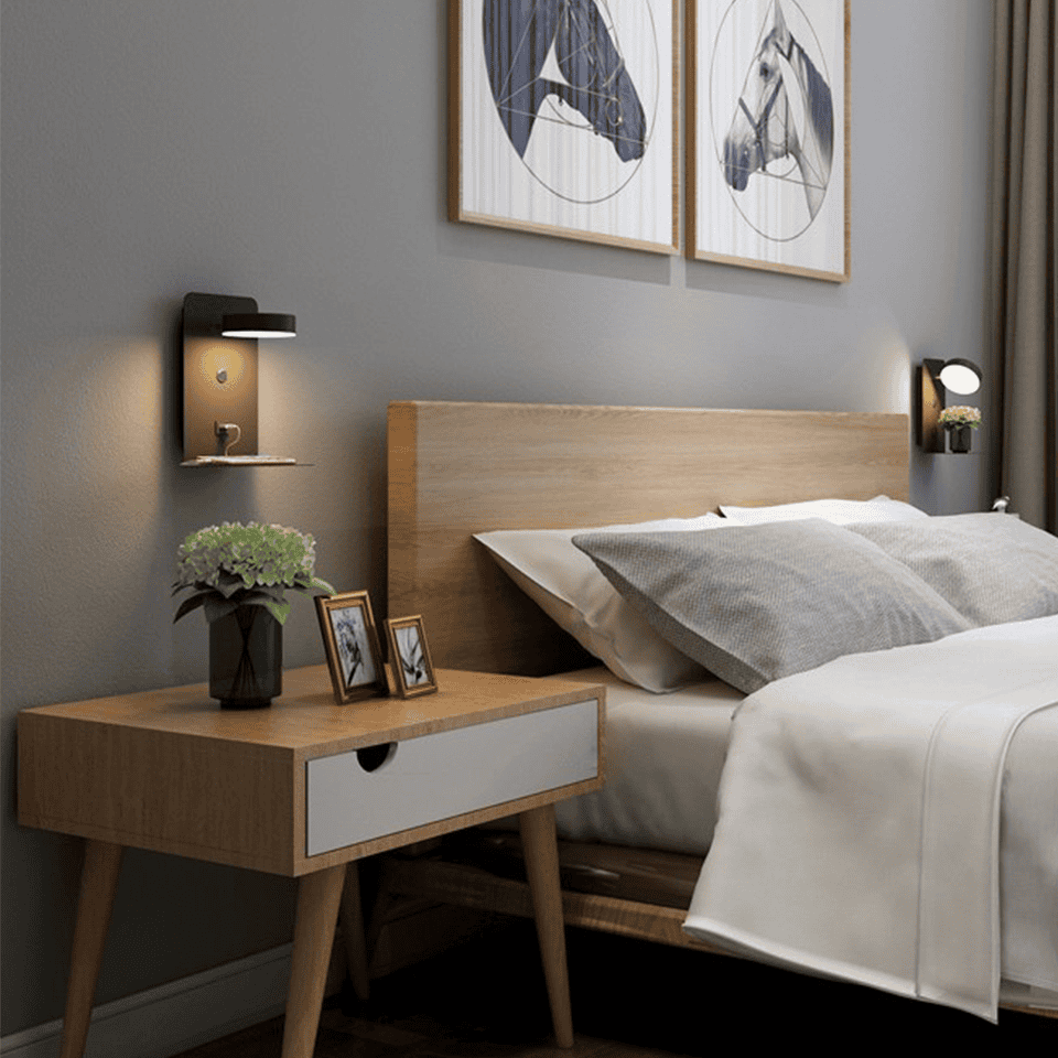 RYNX | Led Wall Lamp Multifunctional Dimmable With Usb Charger For Bedroom