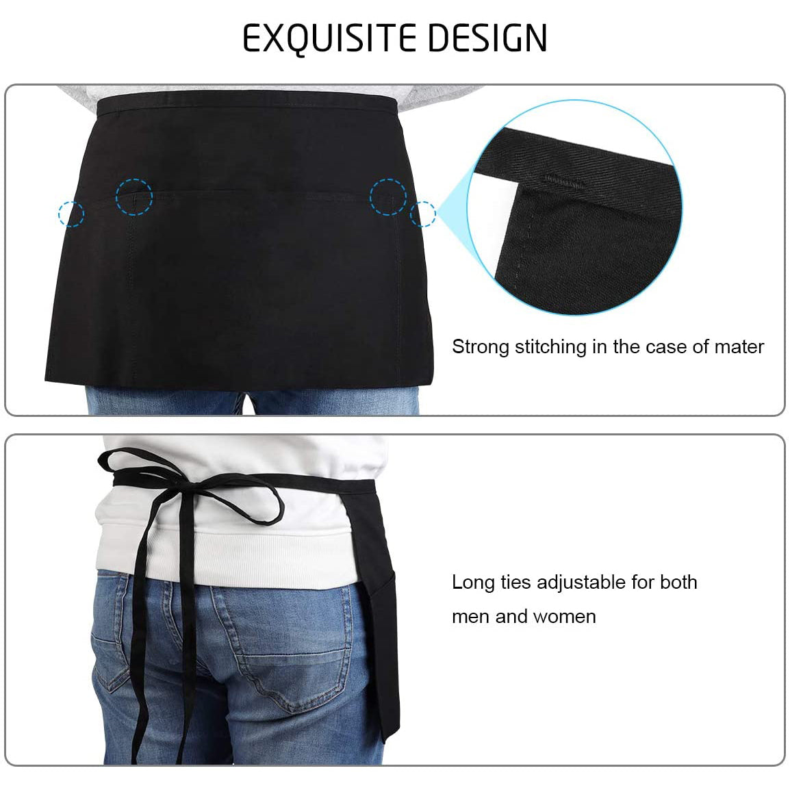 Rynx | 3-Pack: Syntus Serving Aprons with 3 Pockets