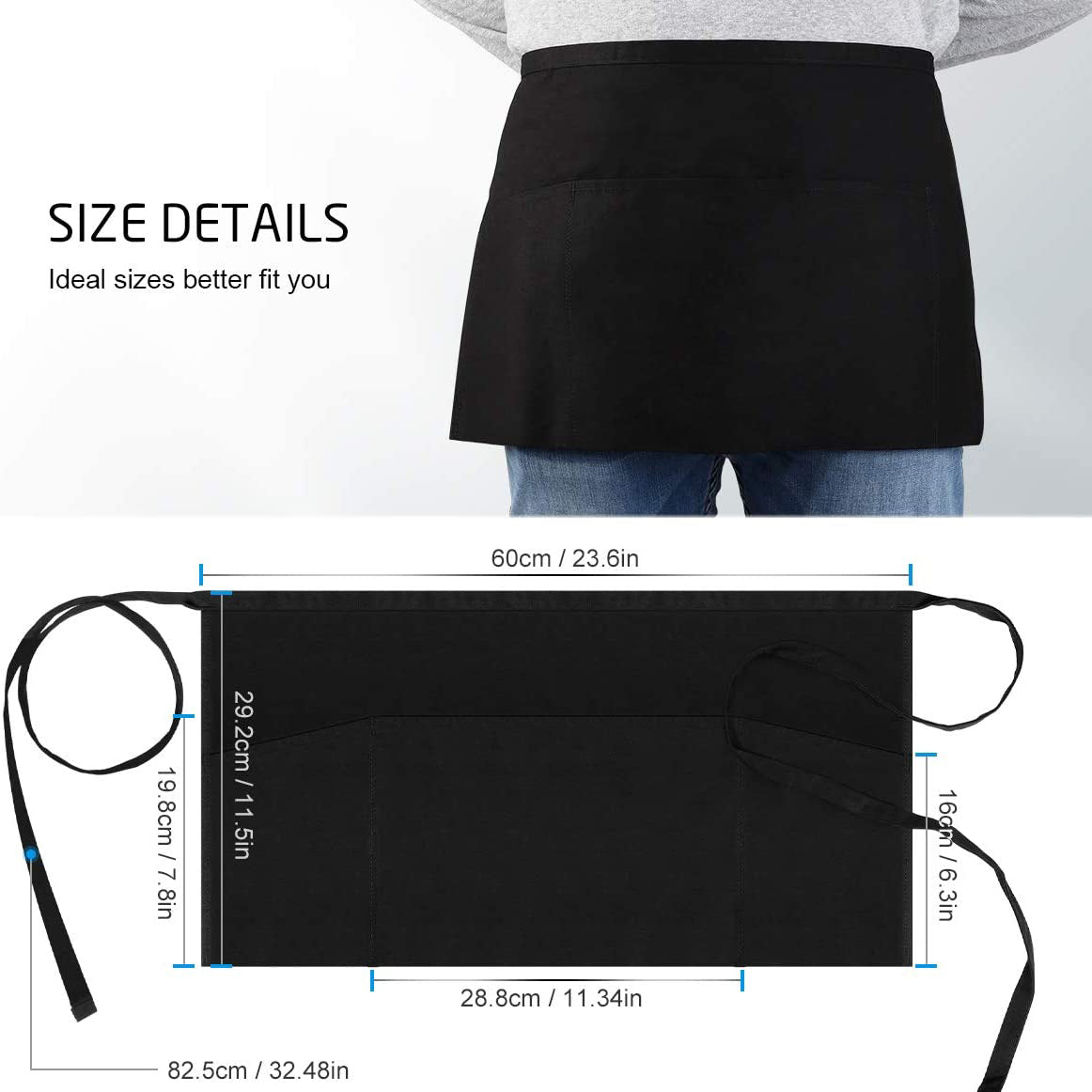 Rynx | 3-Pack: Syntus Serving Aprons with 3 Pockets