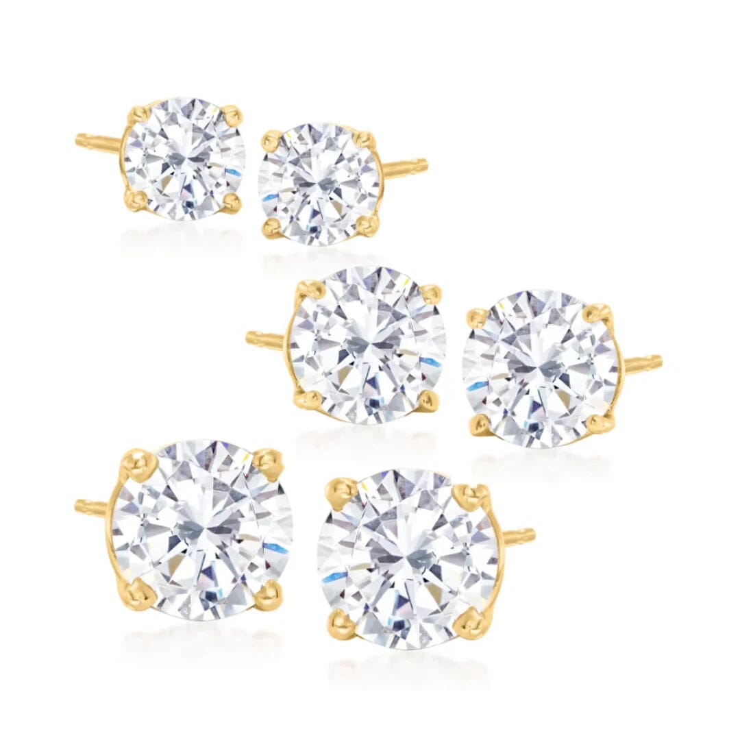 Rynx | 3-pack set: Sterling silver crystal sparkling earrings