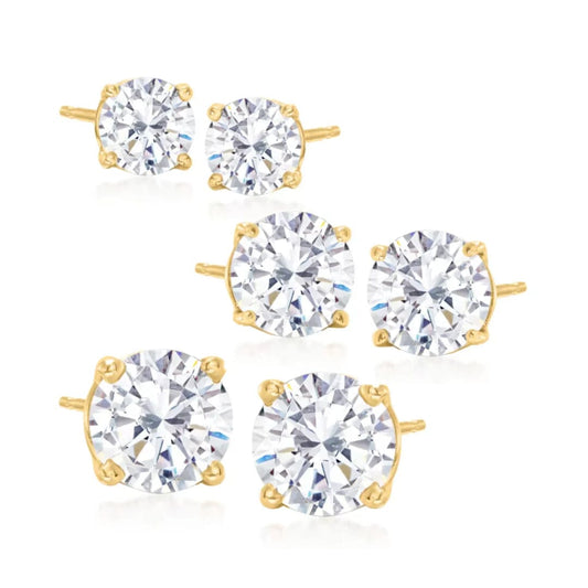 Rynx | 3-pack set: Sterling silver crystal sparkling earrings